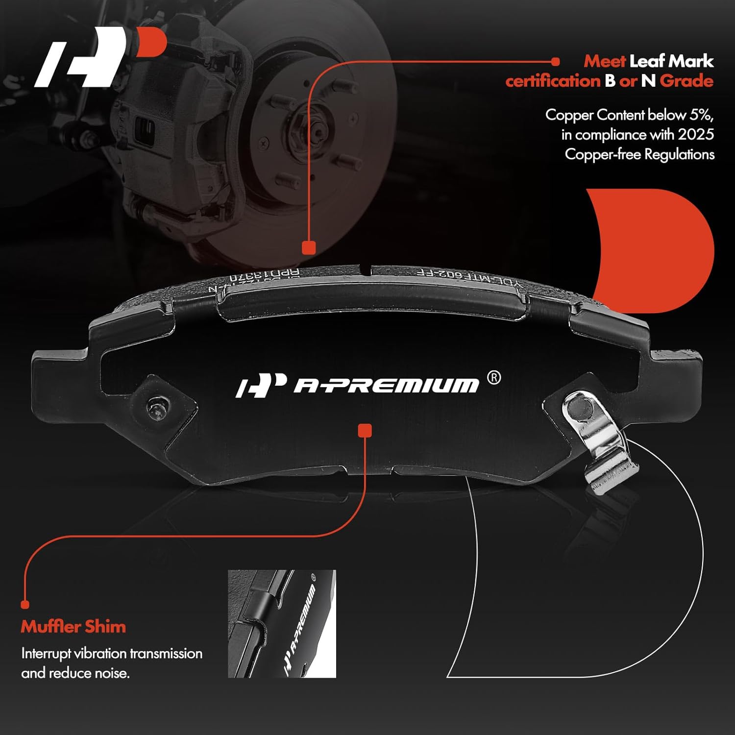 A-Premium 12.4 inch (315mm) Rear Vented Disc Brake Rotors + Ceramic Pads kit Compatible with Select Cadillac and Saab Models - SRX 2010-2015, 9-4X 2011, 6-PC Set