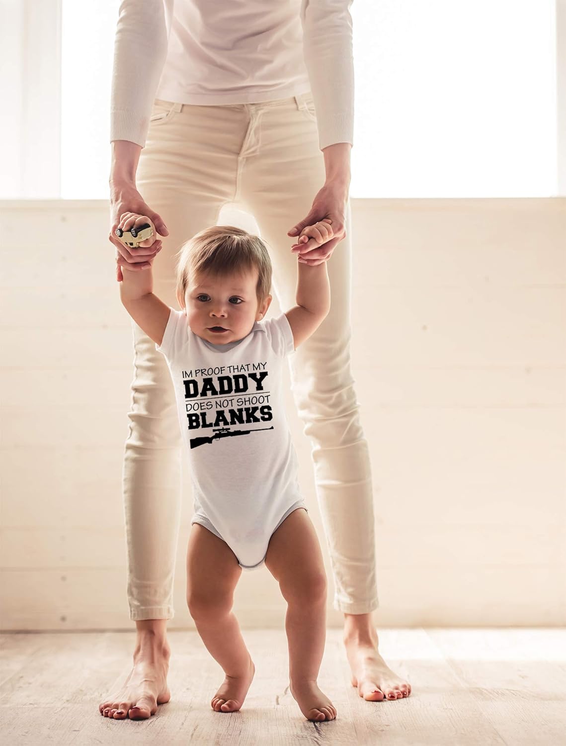 CBTwear I'm Proof That My Daddy Does Not Shot Blanks Baby Bodysuit Boy Girl Adorable Romper Clothing - Image 3