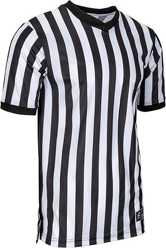 Camisa de árbitro de baloncesto Champro Dri-Gear de color negro y blanco XS-3XL