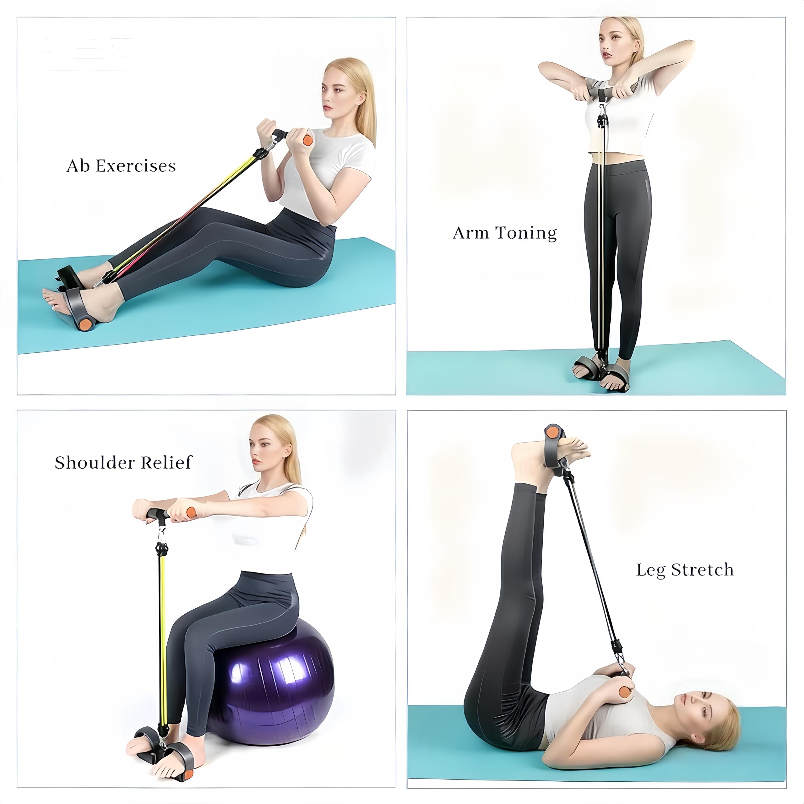 Banda de resistencia ajustable para pedal de pie, entrenador de resistencia duradero con bolsa. Cuerda de resistencia multifuncional con asas. Equipo de fitness para mujeres y hombres.