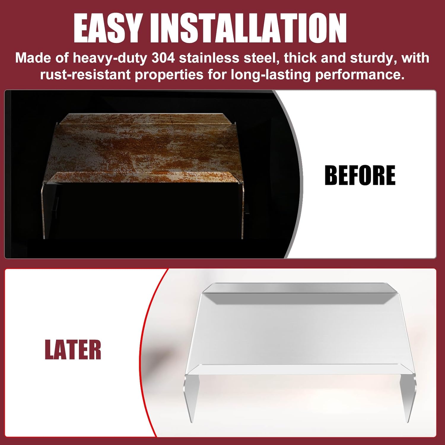 Heavy Duty Stainless Steel Pit Boss Heat Baffle Diffuser and Flame Tamer Replacement for Pit Boss 700 820 850 1000 1150 1250 1300 1600 Series Pellet Smokers, Drip Pan Heat Deflector Grill Accessories
