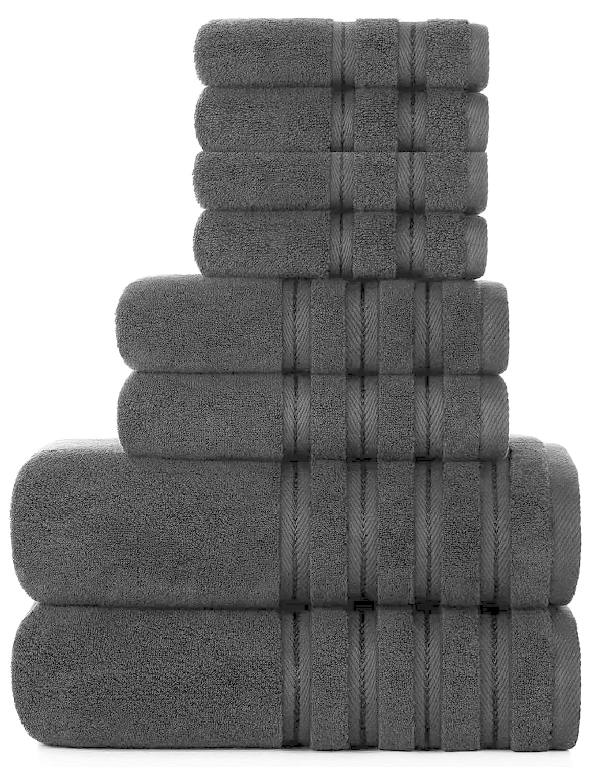 EDB 8 Piece Towels Bale Set 100% Egyptian Cotton Face Cloths, Hand Towels, Jumbo Bath Towels, Large Bath Sheets Luxury Soft Hotel Towels (Charcoal Grey, 600-GSM)