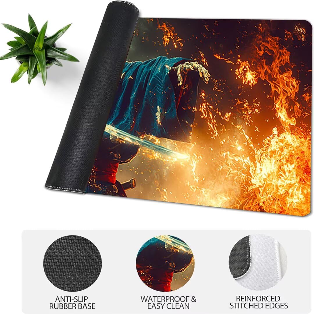 Podkładka pod mysz XXL retro szkielet podkładka pod mysz do gier - 1400 x 600 x 3 mm - podkładka na biurko z antypoślizgową gumową podstawą, podkładka pod mysz z wszytymi krawędziami do komputera PC
