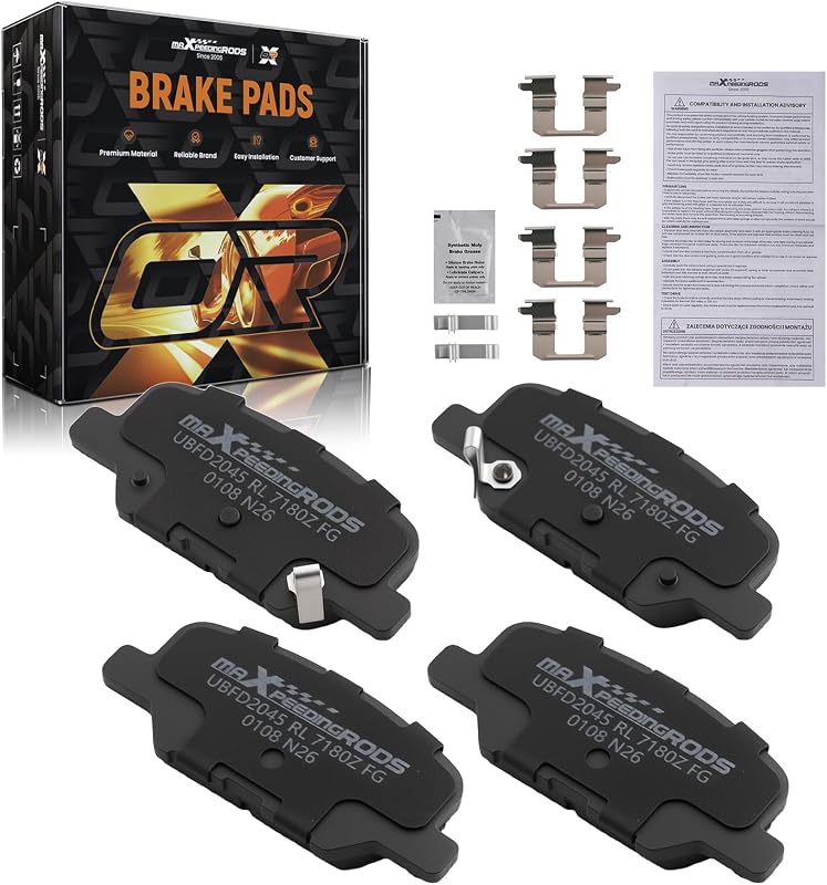 Pastilhas de freio traseiras cerâmicas maXpeedingrods D1679 para Mazda 3, Mazda 6 e Mitsubishi – jogo com 4 unidades