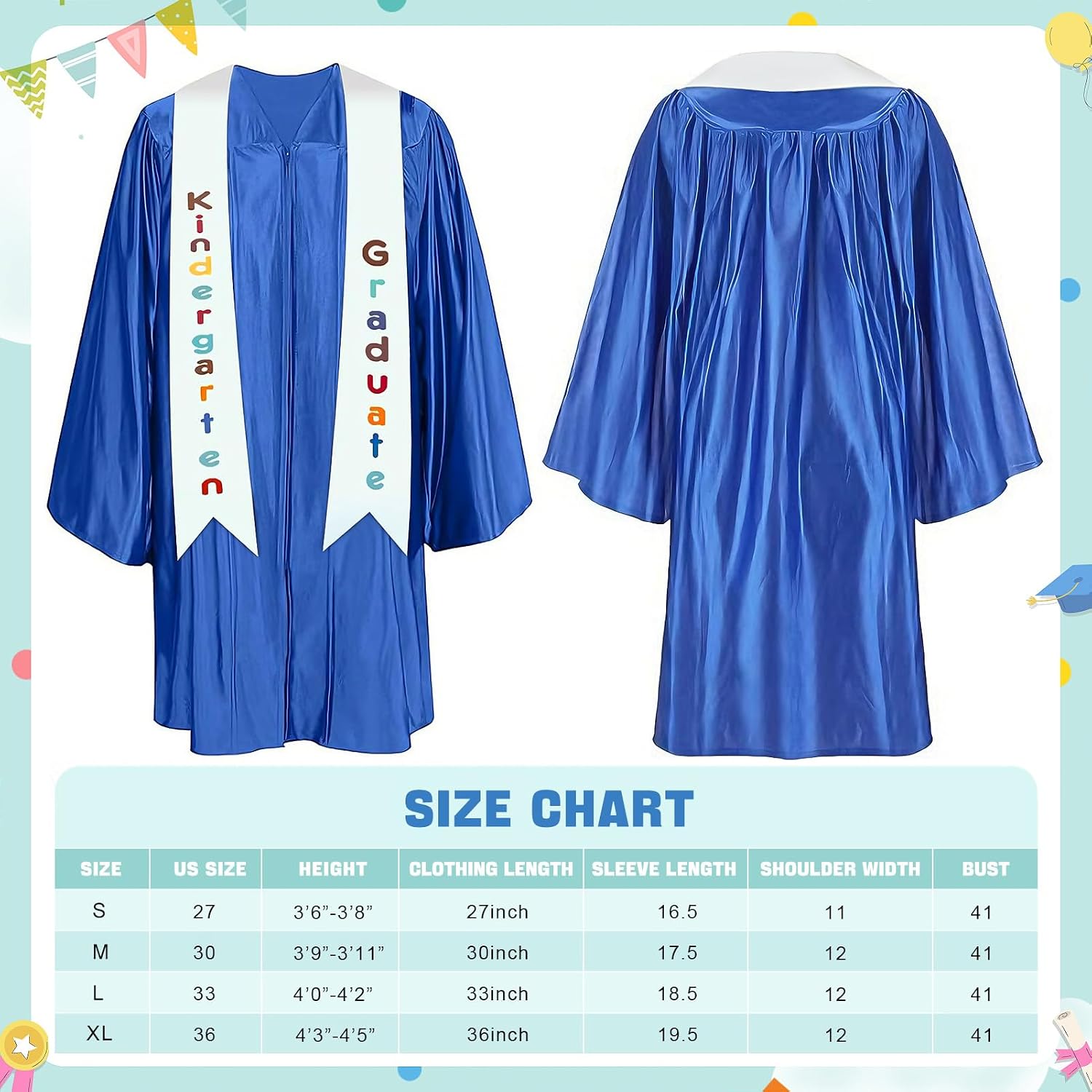Kindergarten Graduation Cap Gown with 2026 Tassel Graduation Stole Certificate, for Preschool Children Kids