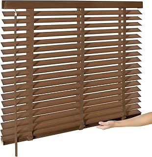 2" Cordless Wood Blinds for Indoor Windows - Horizontal Window Blinds Easy Install with Privacy Protection for Bedroom, Living Room, Office, Kitchen, 23" W x 48" H