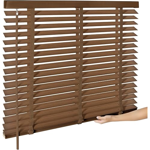 2" Cordless Wood Blinds for Indoor Windows - Horizontal Window Blinds Easy Install with Privacy Protection for Bedroom, Living Room, Office, Kitchen, 23" W x 48" H