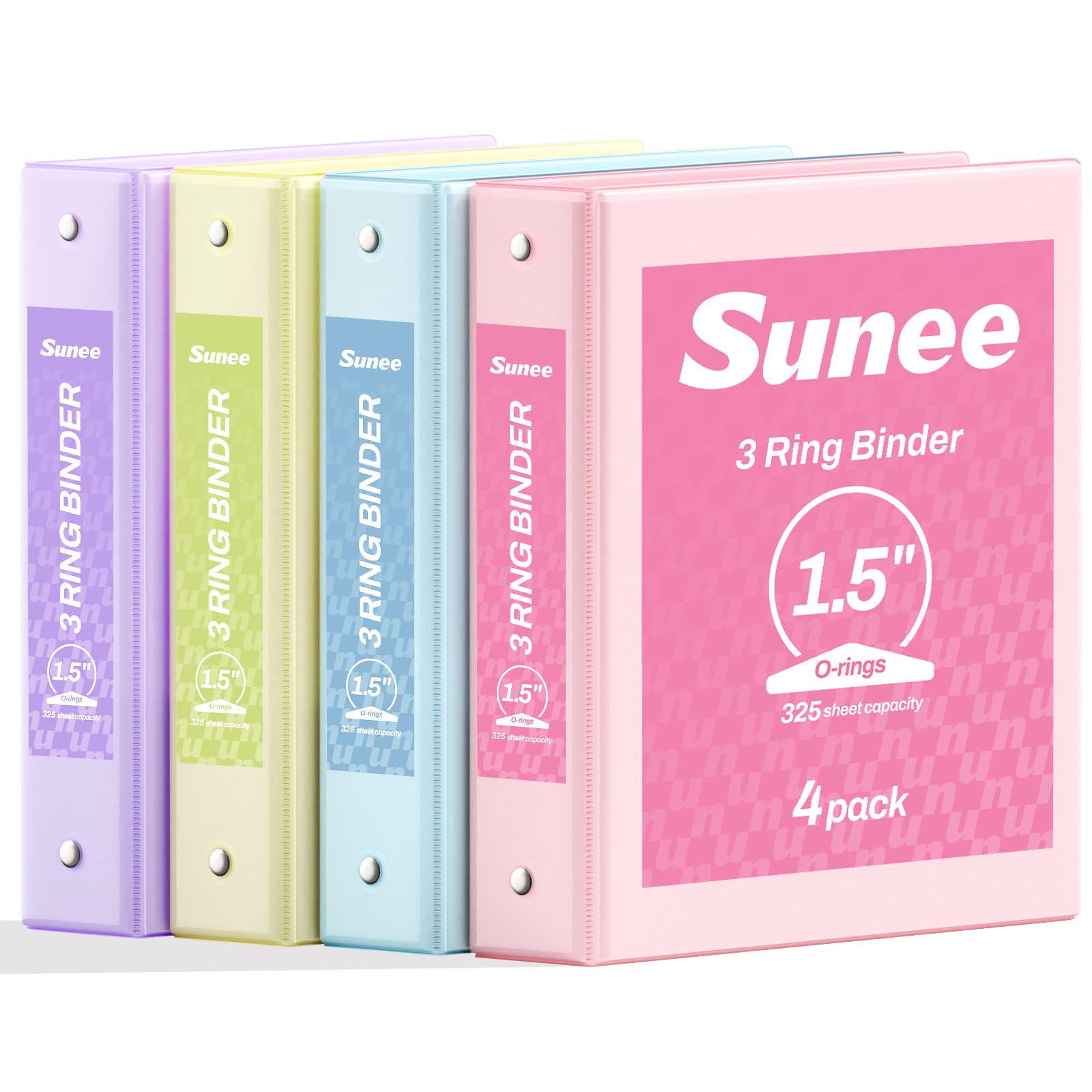 Photo 1 of SUNEE 1.5 Inch Ring Binders - 4 Pack, Pastel Assorted