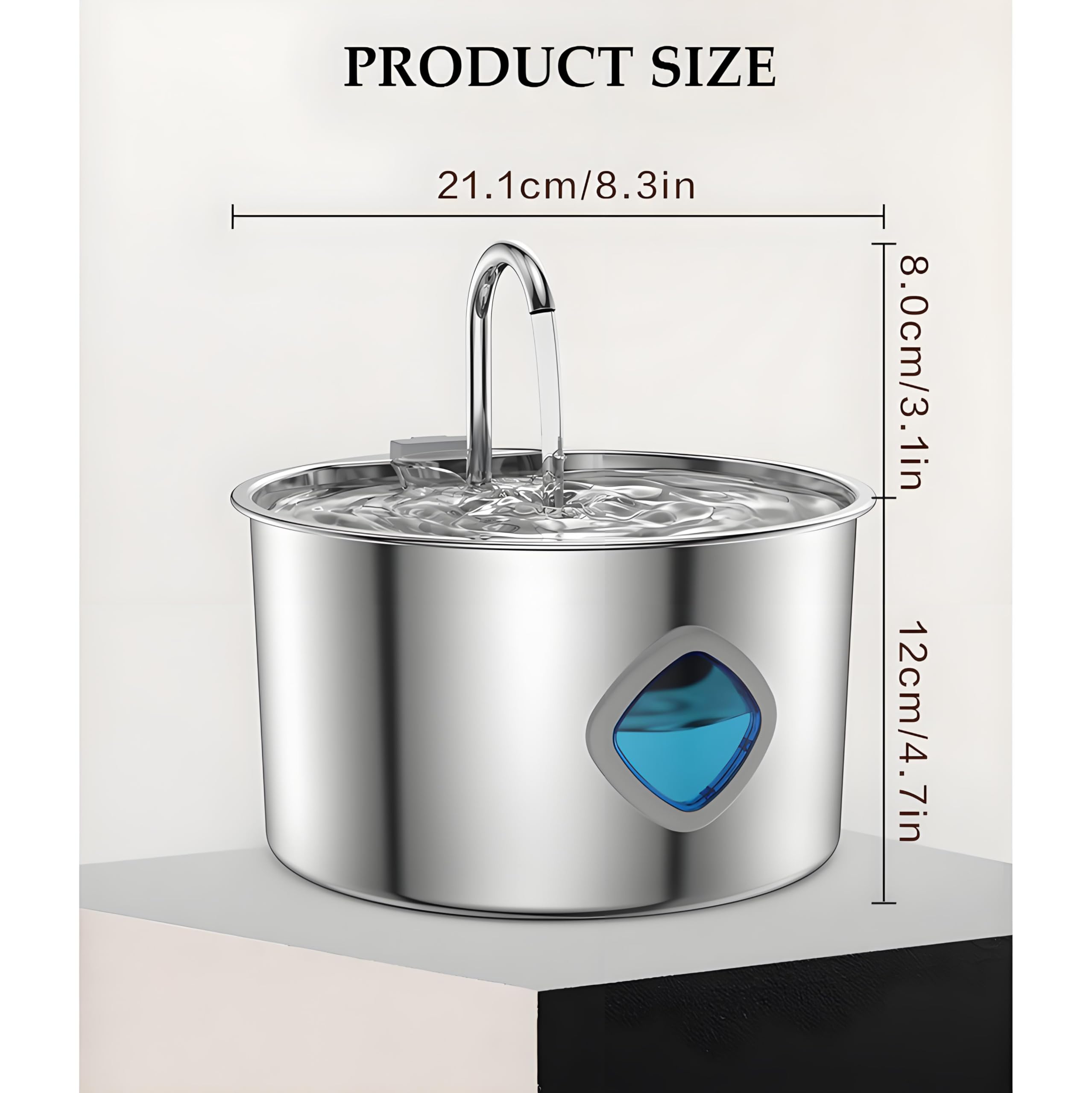 Pawdrate Dog Water Fountain,Automatic Cat Dog Water Dispenser with Quiet Pump,Large Capacity of 3.2L,3 Drinking Modes,Cordless Design,Ultra-Durable for Small to Large Pets (8+4, 3.2L) - image 8