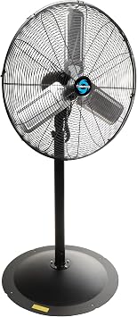 Tornado 24" Heavy Duty High Velocity Pedestal Fan, 3 Speed, 7600 CFM, 1/4 HP, Ideal for Commercial & Industrial Spaces, UL Listed, 6.6 FT Cord