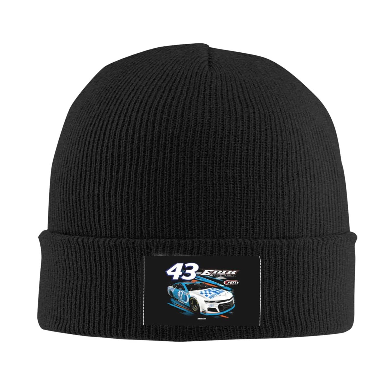 Erik Jones 43 Winter Beanie Knit Cuff Hat Ribbed Cap Warm & Soft Skull Beanies Caps for Men & Women Black