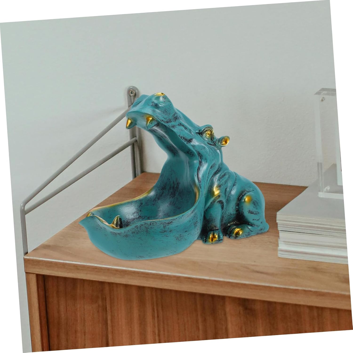 LIFKOME Hippo Statue Candy Jar Resin Home Decor Hip Key Bowl Unique for Housewarming