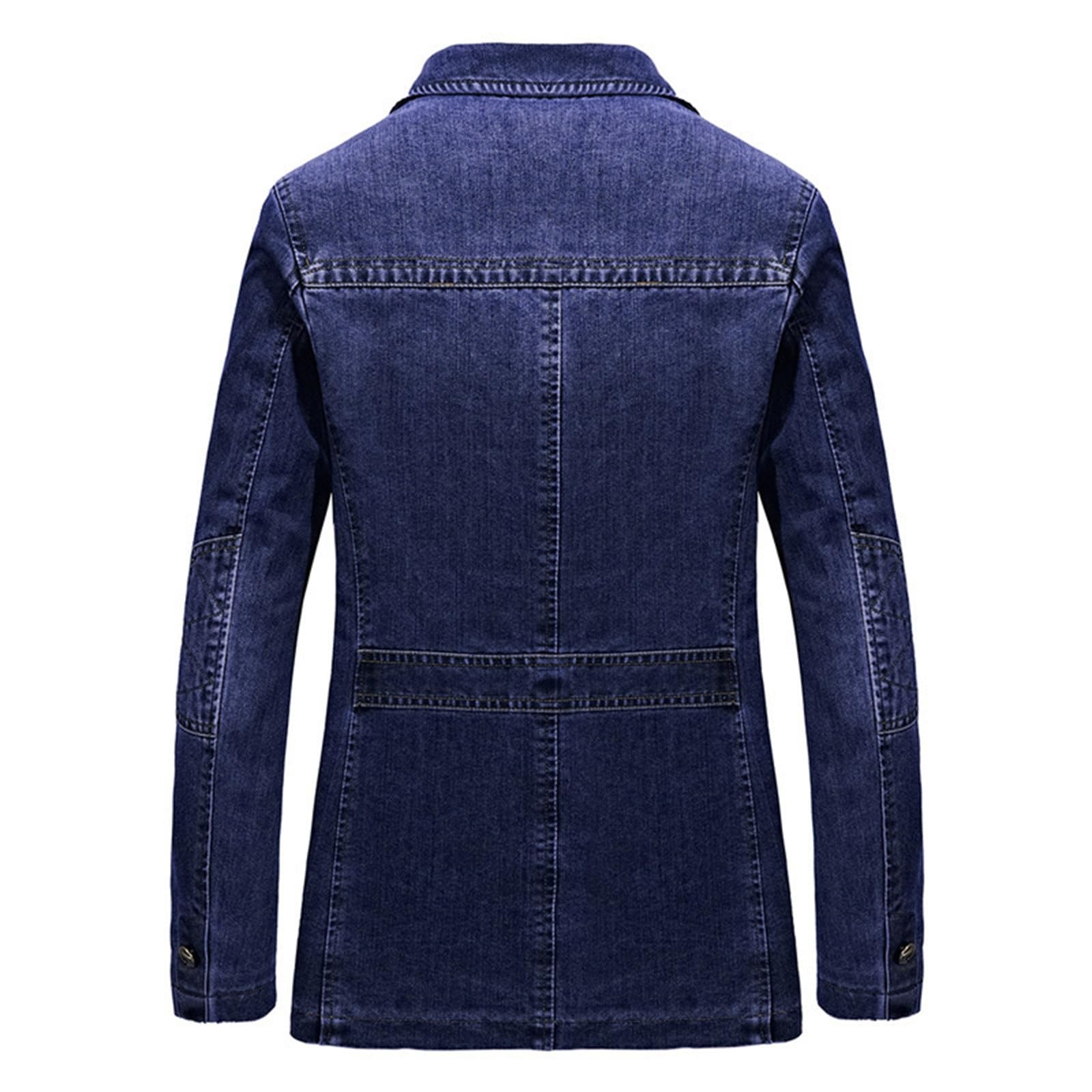 Giacca di Jeans da Uomo, Giubbino Uomo Primavera, Risvolto Manica Lunga Giacca di Costume Classico Denim Cotone Loose Tuta Affari Blazer Giacca con Tasche Giubbino Jeans Giacca in Denim Denim Jacket