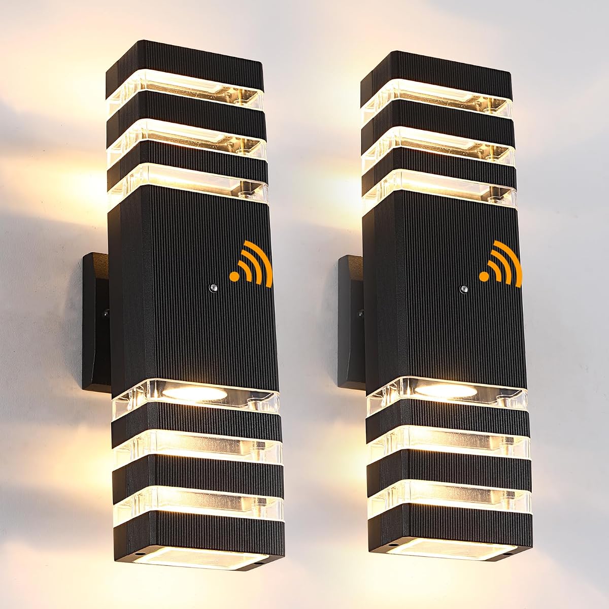 BOXCUPIN Dusk to Dawn Outdoor Wall Lights, 2 Pack, IP65 Waterproof, 3000K Warm