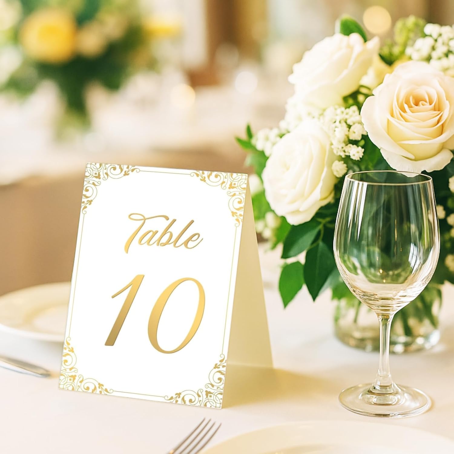 Gold Wedding Table Numbers 1-30 - Double Sided Foil Table Cards 4x6 Inch with Head Gold Wedding Table Numbers 1-30 - Double Sided Foil Table Cards 4x6 Inch with Head