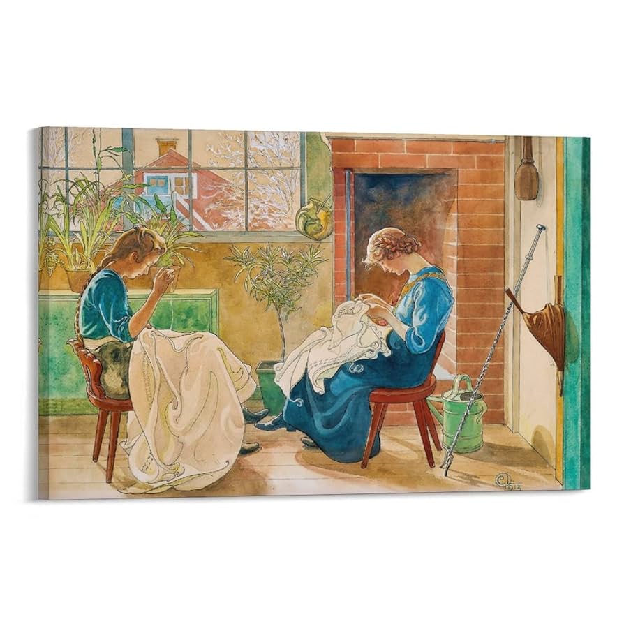 カール・ラーション、バルブロー、希少画集画、新品額装付、状態良好 カール・ラーション、バルブロー、希少画集画、新品額装付、状態良好