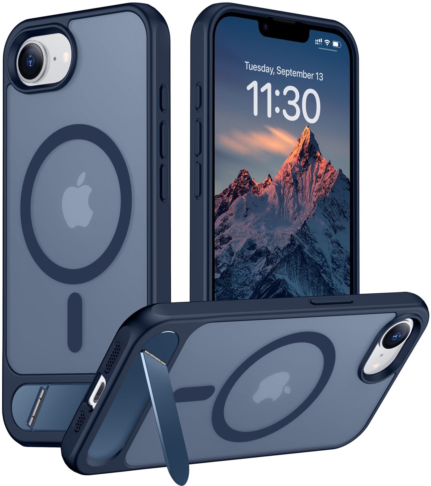 Temdan Magnetic Compatible with iPhone 17e Case &amp; iPhone 16e Case,[Built-in Invisible Kickstand][Compatible with MagSafe][Military Grade Shockproof] Slim Translucent Matte Case for iPhone 16e/17e 6.1"