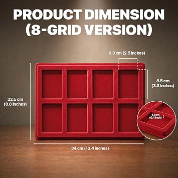 PCCB 8 Grid Red PET Plant Velvet Coin Display Tray Coin Slab Holder Storage Case for NGC CNGC NPGS PCGS