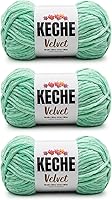 Vista 36 de Keche Hilo de terciopelo para ganchillo, manta de felpilla suave, voluminosa, hilo amigurumi, 3.53 oz (132 yardas), color menta