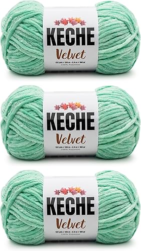 Miniatura 36 de Keche Hilo de terciopelo para ganchillo, manta de felpilla suave, voluminosa, hilo amigurumi, 3.53 oz (132 yardas), color menta