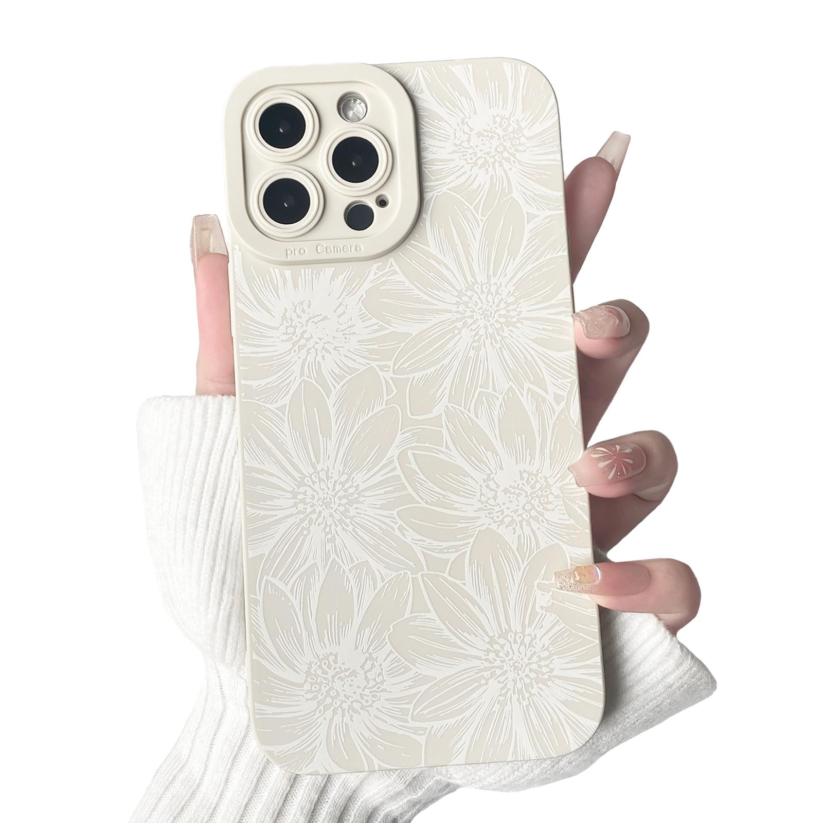 NITITOP Compatible with iPhone 13 Pro Max Case Cute Cute Stylish Sunflowers Floral Design for Women Girls Artistic Soft TPU Shockproof Protective Full