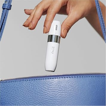 Braun Face Mini Hair Remover FS1000, Electric Facial Hair Removal for Women, Lady Shaver,Finishing Touch for Upper Lips, Chin & Cheeks, for Easier Makeup Application, with Smartlight, White