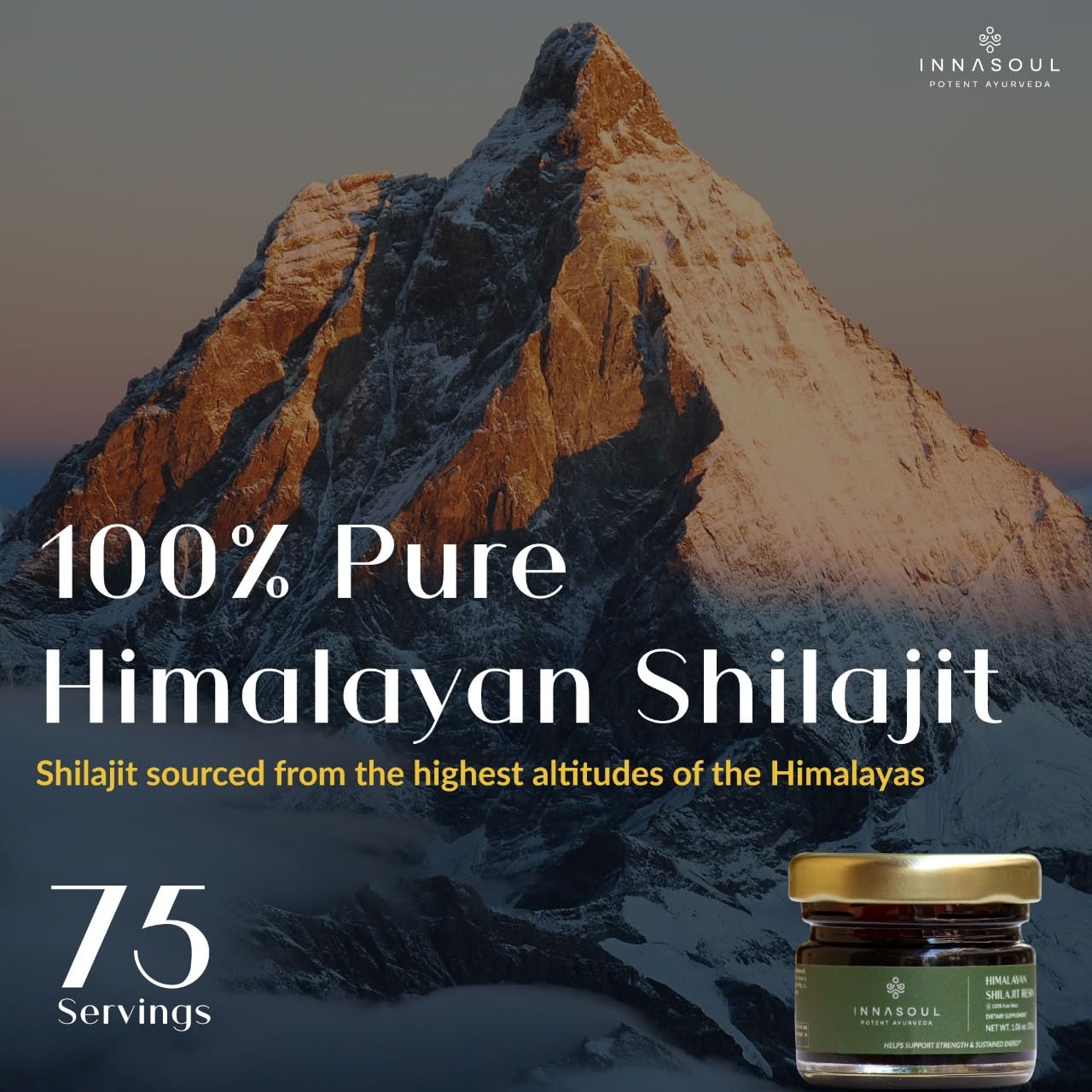 Inna Soul Shilajit Resin – 75%+ Fulvic Acid | 400mg | 75 Servings | Vitality & Strength for Men & Women | Stamina & Muscle Building | 85+ Trace Minerals | Lab-Tested for Purity — Amazon image 3