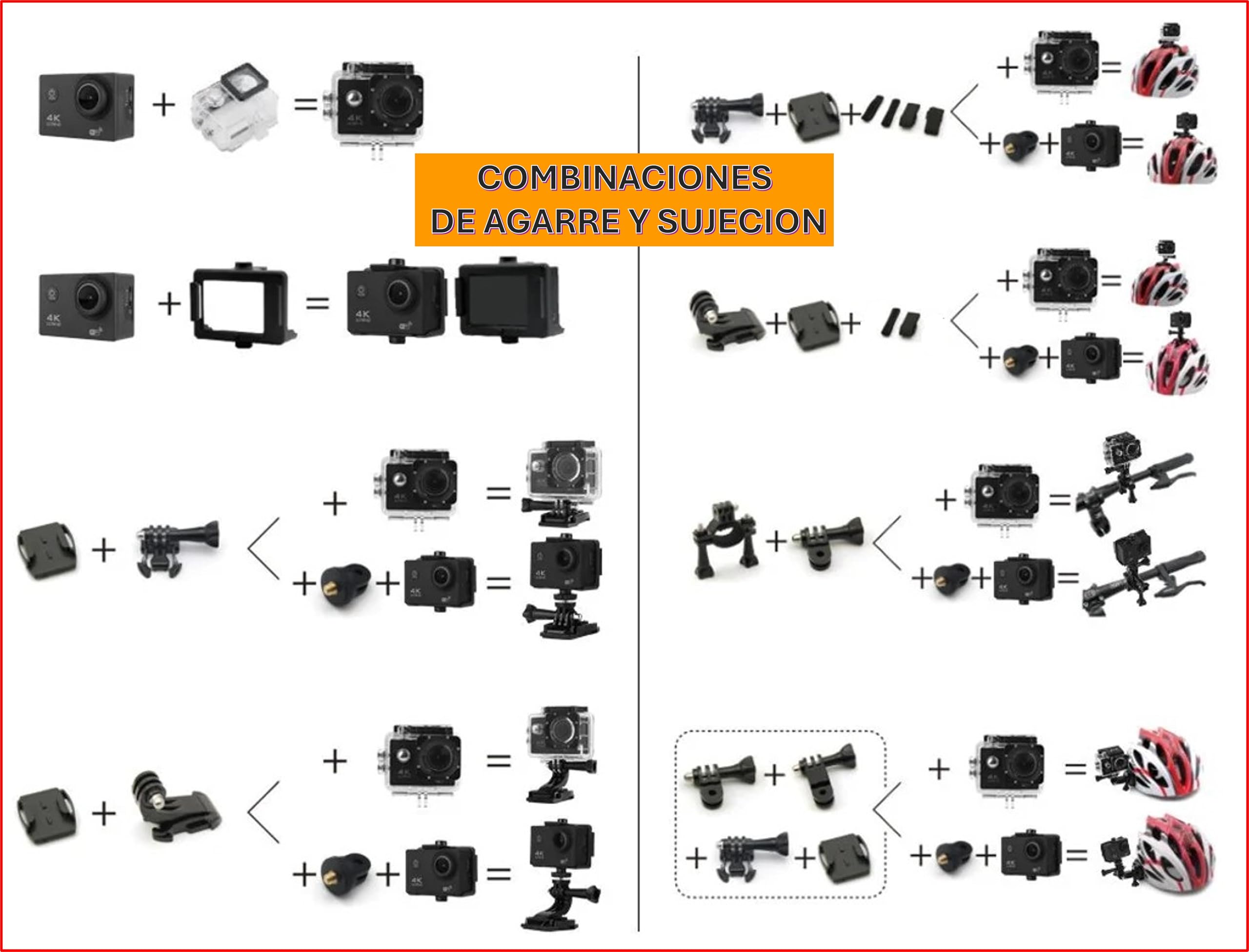 Cámara Deportiva y Accion 4K 30FPS, 20MP, Sumergible, Resistente al agua, Videocámara de Casco, WiFi con EIS Antivibración, Cámara Subacuática Buceo 30M con Micrófono Integrado, con Accesorios