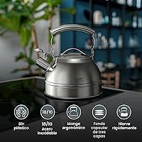 Vista 6 de GIPFEL INTERNATIONAL Hervidor de Té Silbante para Estufa - Tetera de Acero Inoxidable de Grado Alimentario para Estufa con Mango Ergonómico