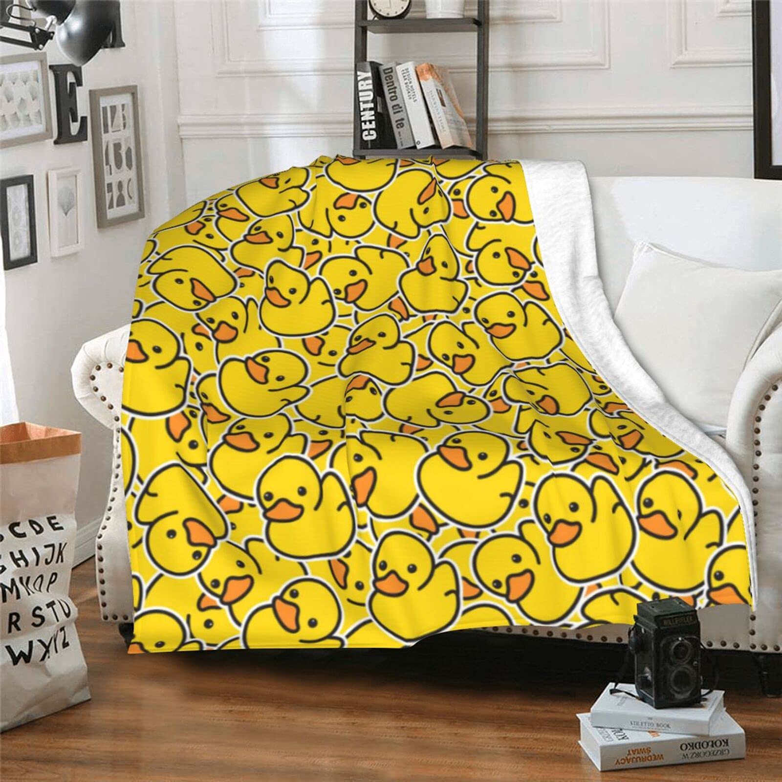 wodealmugWomen's Duck Throw Blankets Plush Blanket Soft Worm Sherpa Fleece Blanket Adults for Kid Crib Couch Chair Living Room Travel(50"x60",Duck)