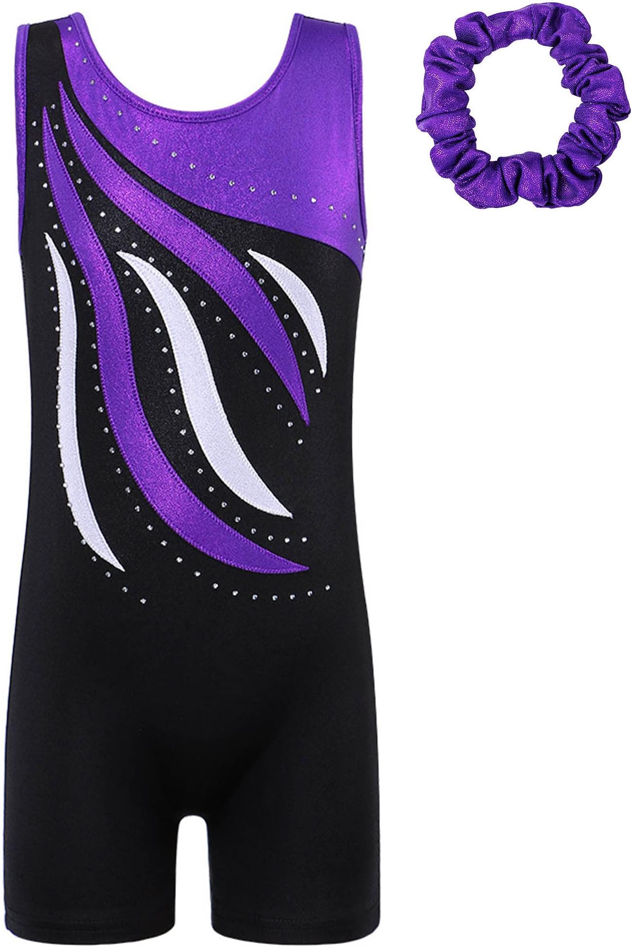 BAOHULU Leotard for Girls Gymnastics Toddler Tumbling Shorts Sparkle Dance Tank Biketards with Scrunchie