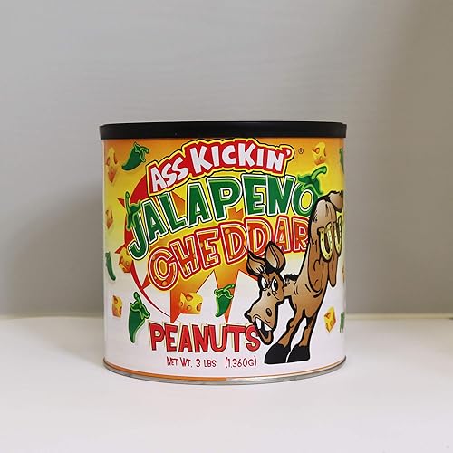 Miniatura 2 de Maní picante con sabor a jalapeño y cheddar, paquete variado de maní cheddar jalapeño, lata de 12 onzas (queso cheddar jalapeño, 3 libras)