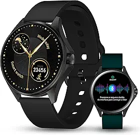 Aurafit Relógio Inteligente Smartwatch com IA ChatGPT, Tela AMOLED 1.32", Chamada Bluetooth, Monitor de Saúde Cardíaca e Sono, 100+ Modos Esportivos, IP68, Compatível iOS Android, 2 Pulseiras, Preto