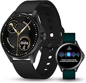 Aurafit Relógio Inteligente Smartwatch com IA ChatGPT, Tela AMOLED 1.32", Chamada Bluetooth, Monitor de Saúde Cardíaca e Sono, 100+ Modos Esportivos, IP68, Compatível iOS Android, 2 Pulseiras, Preto