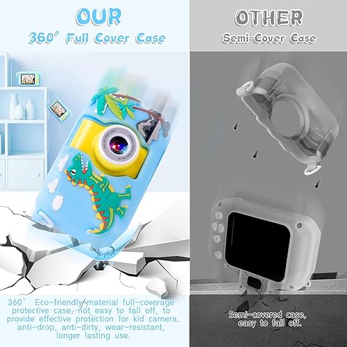 Miniatura 4 de Cámara digital para niños, cámara digital para niños pequeños con lente abatible de 180 y pantalla IPS de 2.4 pulgadas, regalo de festival de