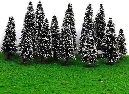 Miniatura 3 de Milageto En caja 15 árboles de cedro W/modelo de nieve tren ferrocarril invierno paisaje escala