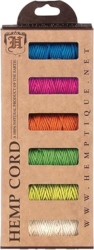 Hemptique Hemp Cord Mini Spools 20lb 9.8yd 6/Pkg-Tahiti