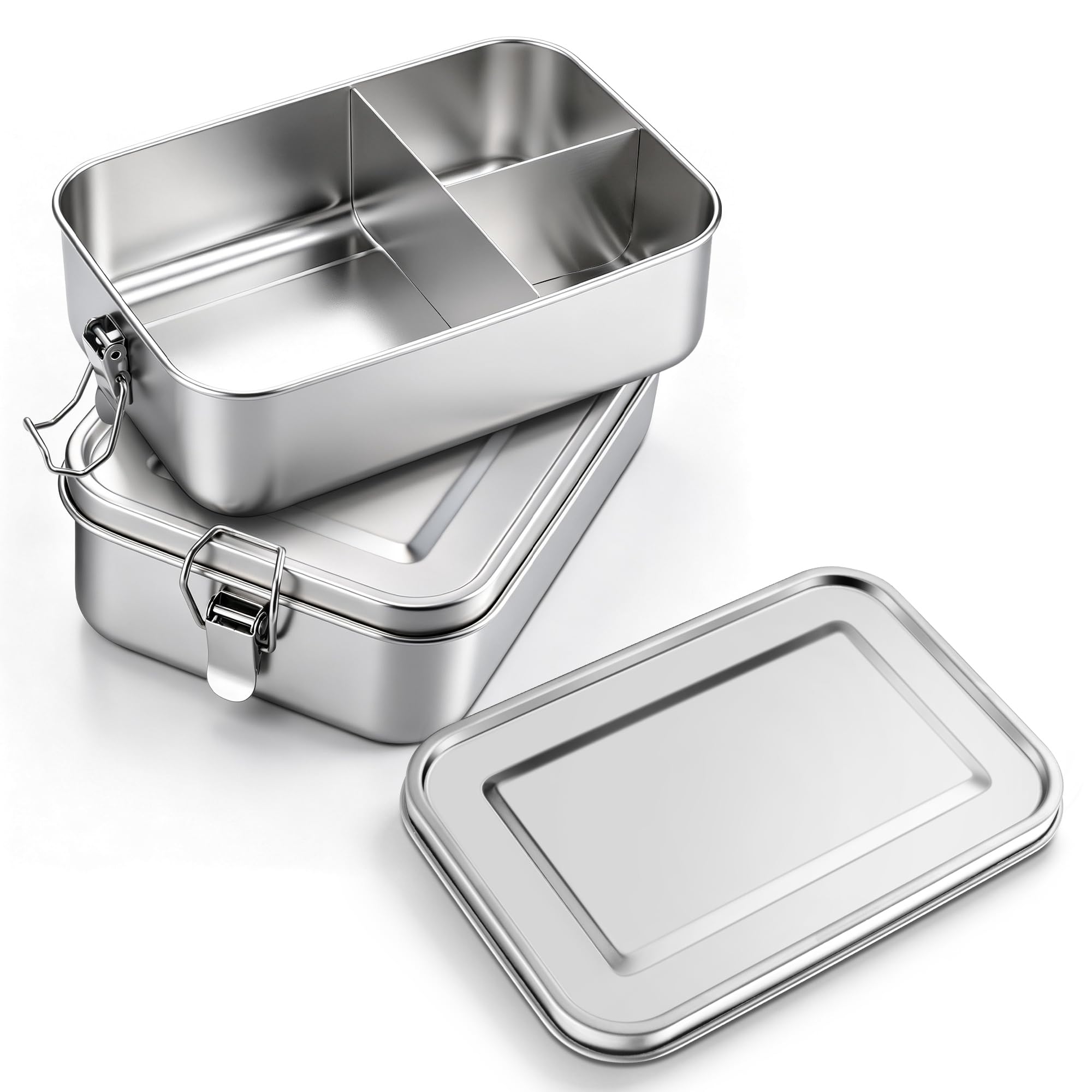 Homikit Lunch Box 1400ml Set of 2, Stainless Steel Bento Box with Divider