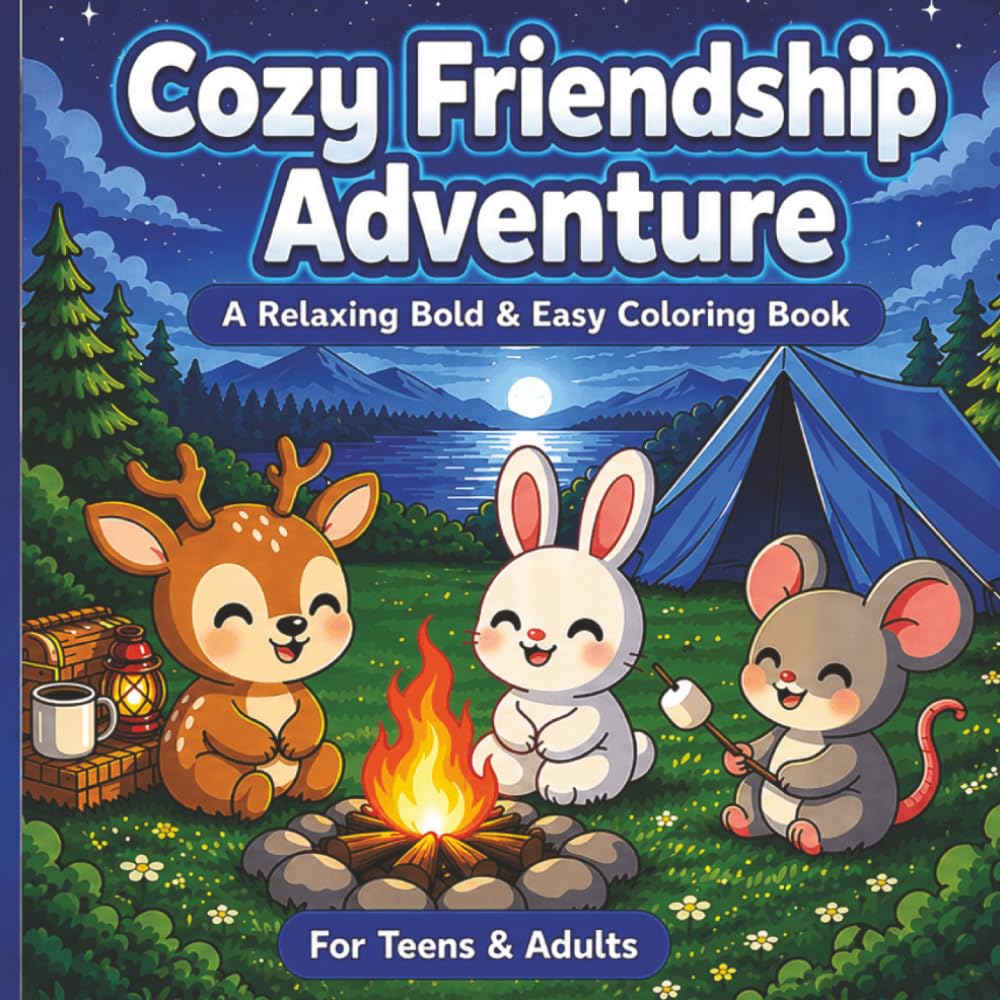Cozy Friendship Adventures: A Bold & Easy Coloring Book for Relaxation, Stress Relief, and Cozy Creative Fun for Teens & Adults