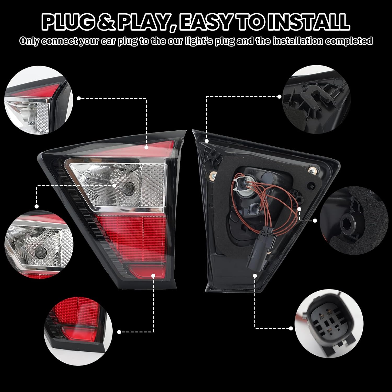 Tail Light Assembly Compatible with Ford Escape Kuga 2017 2018 2019 Inner Rear Brake Replaces GJ5Z13404J FO2803117 Right Passenger Side