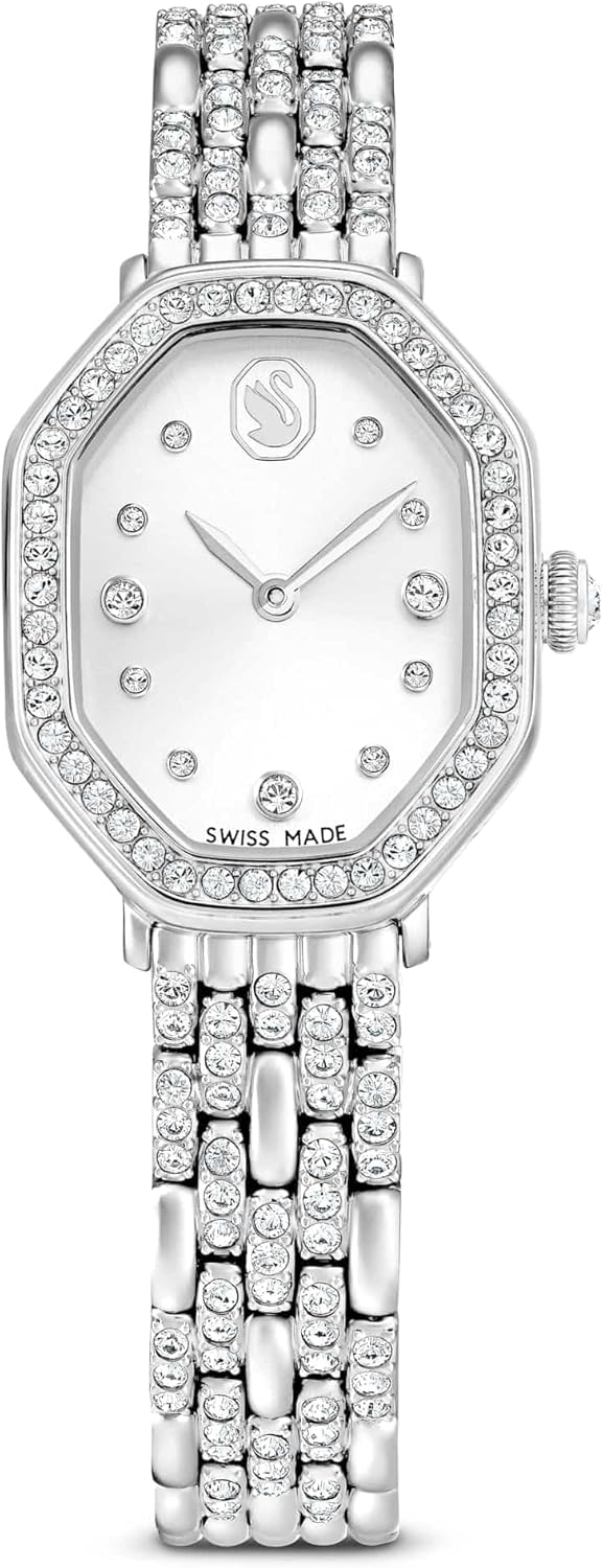 Swarovski Dextera Octagon Watch, Swiss Made, Metal Bracelet, Silver Tone, Stainless Steel
