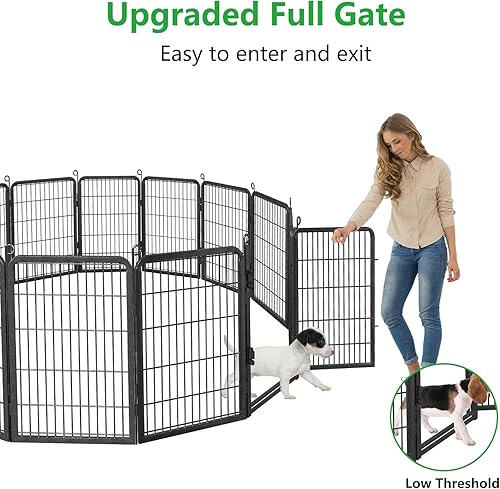 Miniatura 3 de Corralito para perros al aire libre con puerta completa de umbral bajo, 32 pulgadas de altura, 10 paneles de valla grande para perros al aire libre