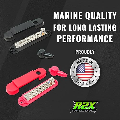 Miniatura 5 de Barra de bus de 12 terminales de distribución de energía con tapas y arandela de bloqueo fabricada en los Estados Unidos  180 amperios de