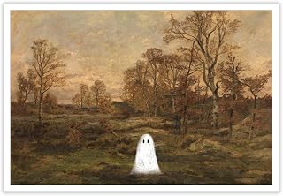 Retro Halloween Thriller Gothic Wall Art Funny In Haunted Forest Canvas Poster Horror Ghosts In Vintage Landscapes Gallery Wall Prints Painting Dark Academia Pictures Wall Decor 8x10in Unframed