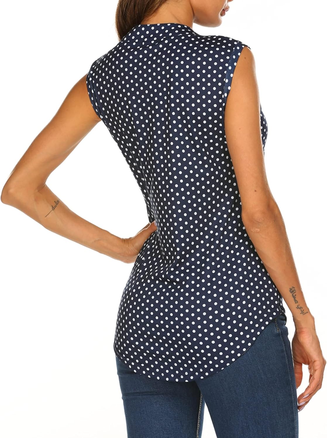 Halife Women's Sleeveless Floral Print V Neck Tunic Tank Tops Blouse Shirts - Image 2