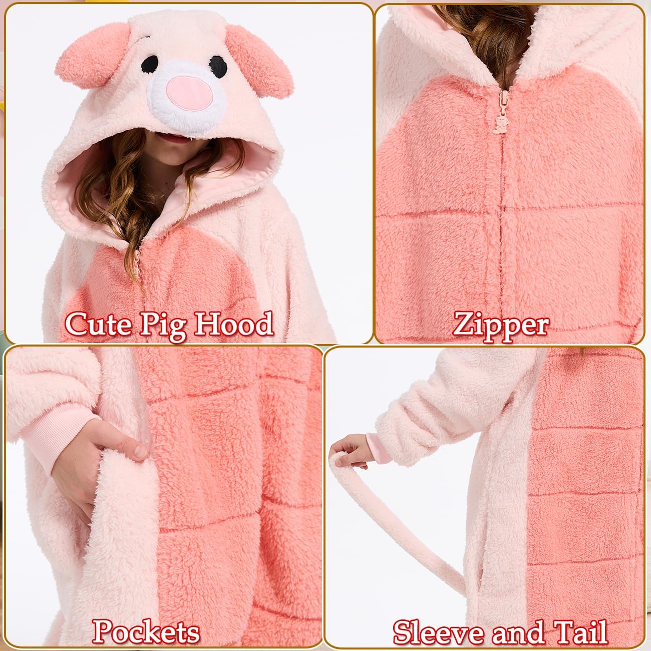 Unpifolov Pig Pajamas Unisex Animal Jumpsuit Adult Home Wear Sleepwear Cosplay Costumes - Image 7