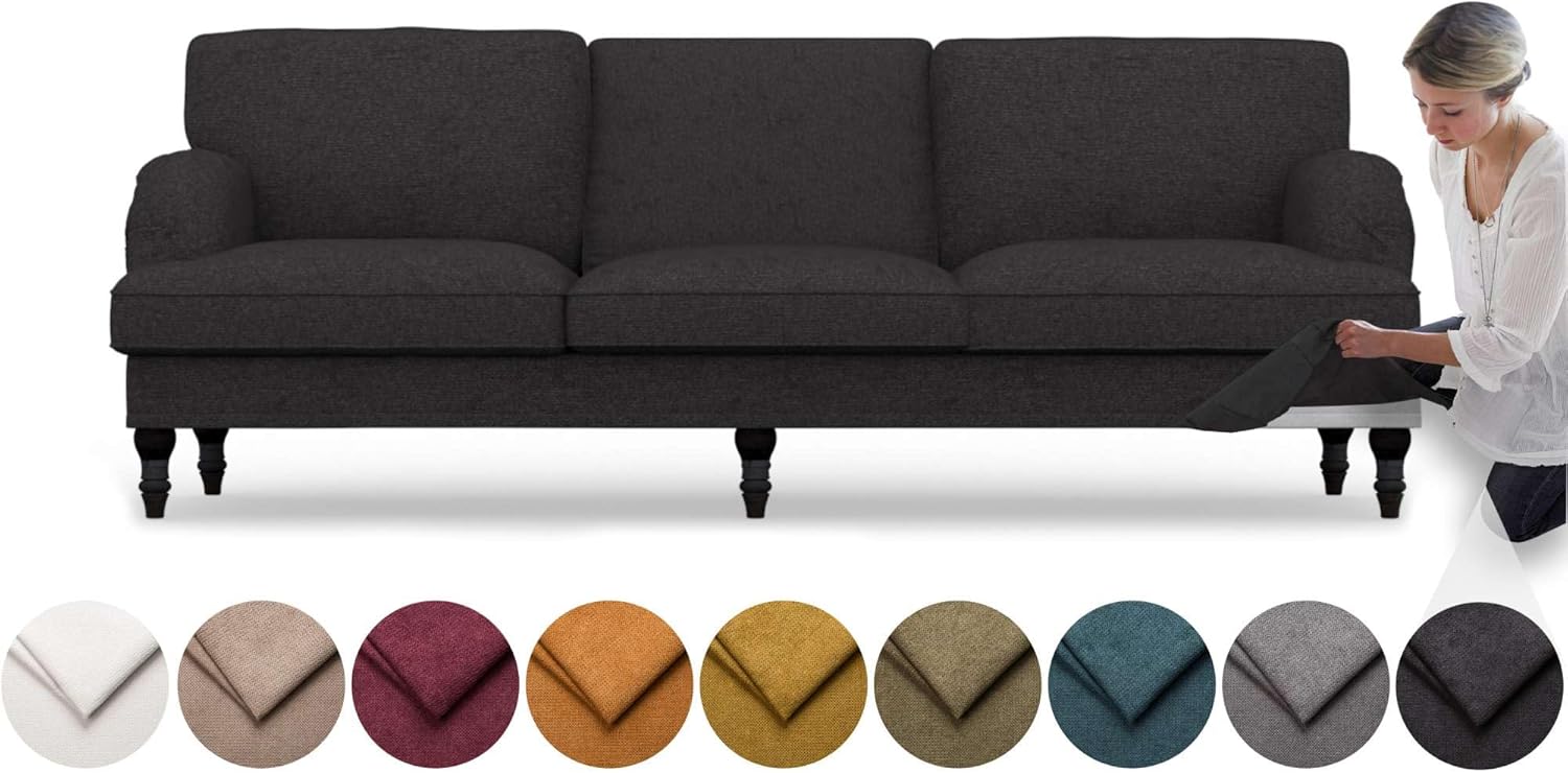 comfortly Cover for Stocksund 3.5 Seat Sofa, Replacement Slipcover, Heavy Duty 9 pcs Cover, Soft Durable Washable Fabric, Easy to Clean & Replace (Crown - Black)