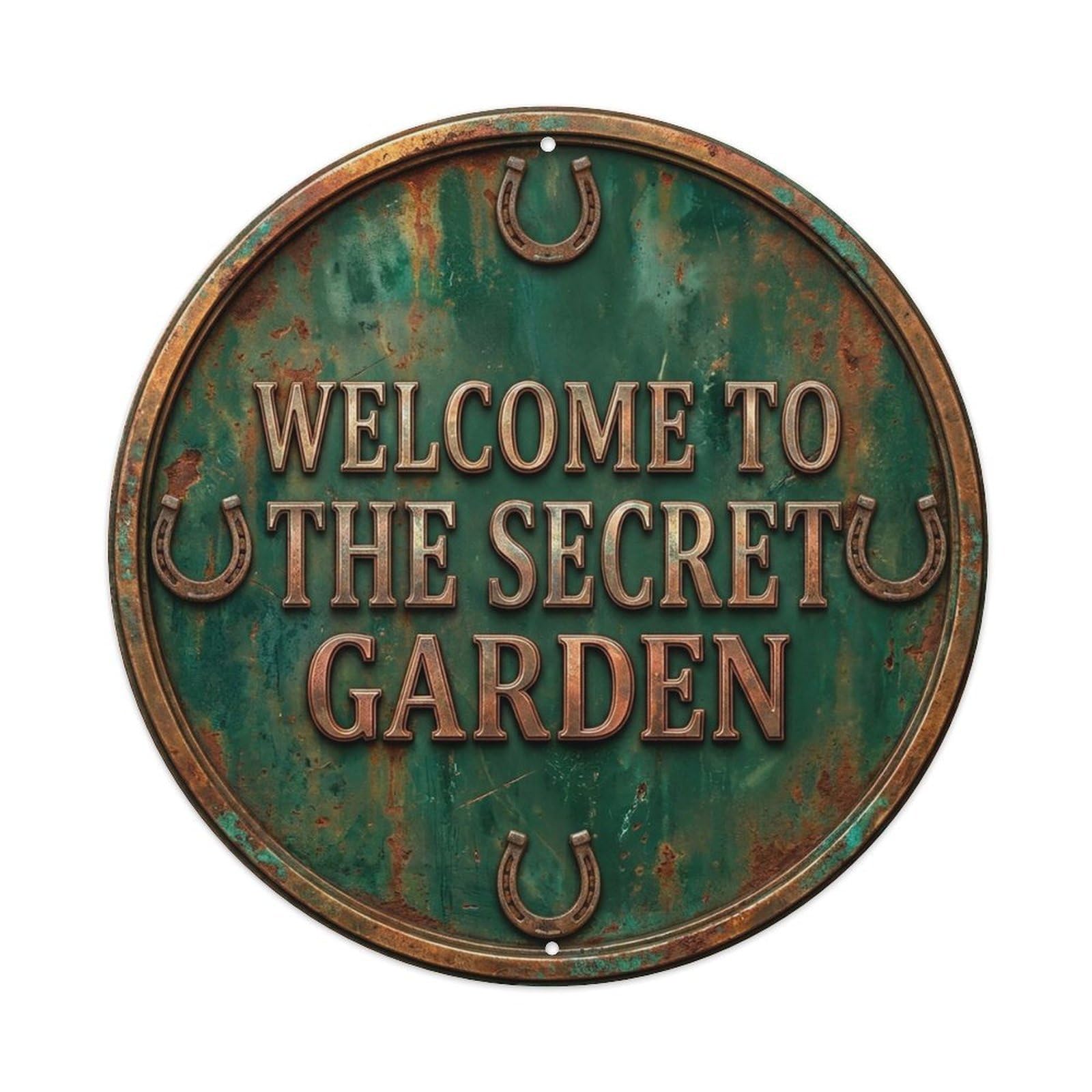 Vintage Welcome Secret Garden Iron Bottle Rustic Metal Tin Sign