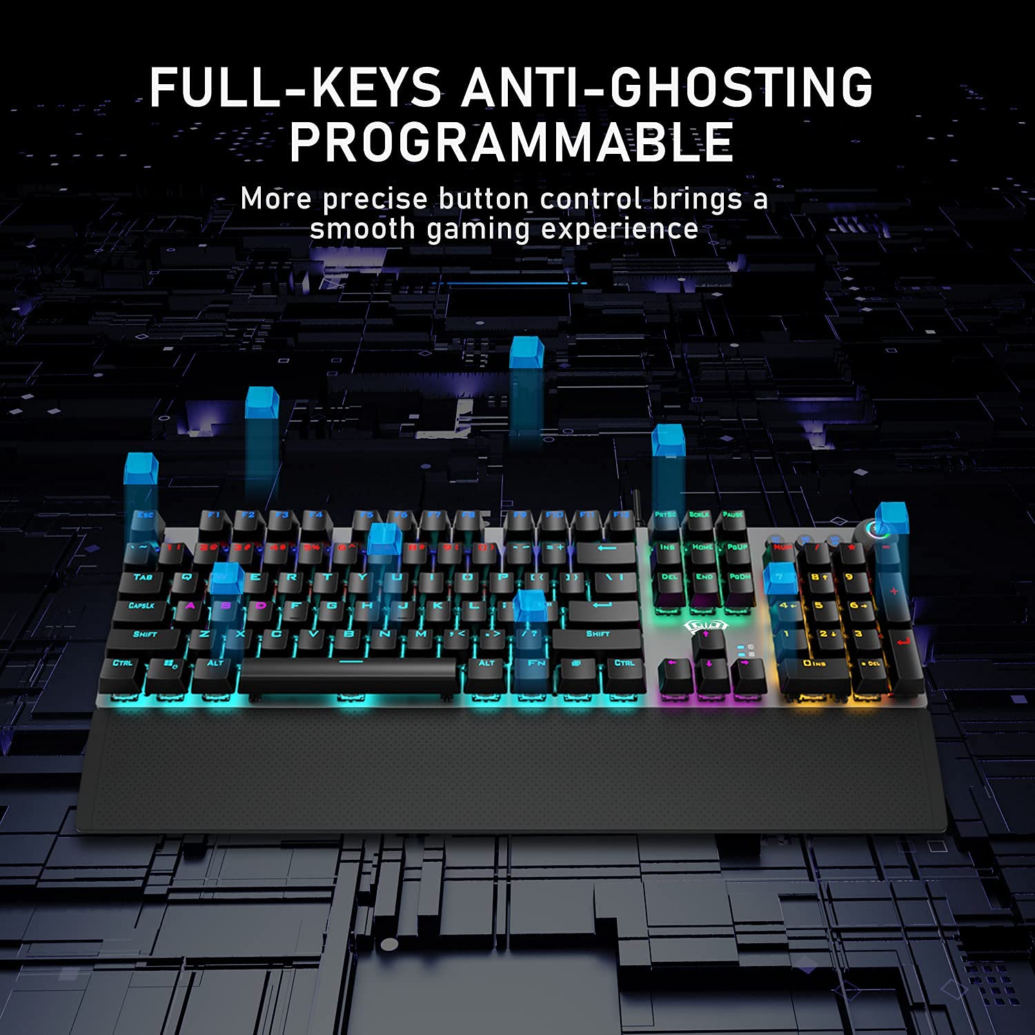 AULA F2088 Mechanical Gaming Keyboard, with Wrist Rest, Volume