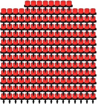 Irrigation System forgarden Water Dropper Head Adjustable Flow Head Water Saving Anti-Clogging Garden drip Irrigation Parts Garden SprinklerRed 200pcs